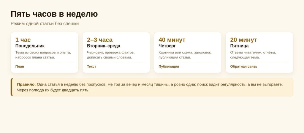 Схема: пять часов в неделю на блог