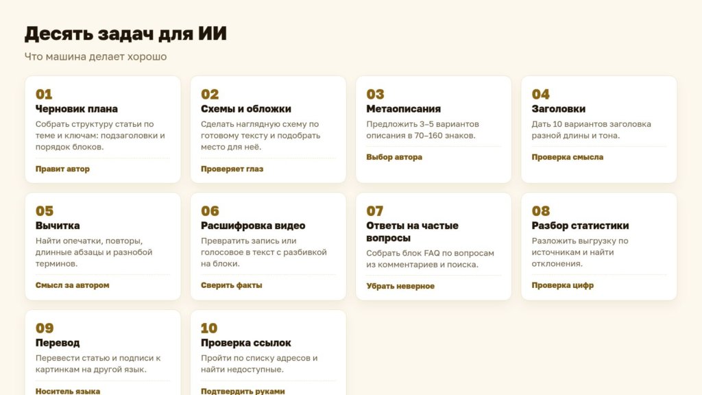 Схема: десять задач для ИИ