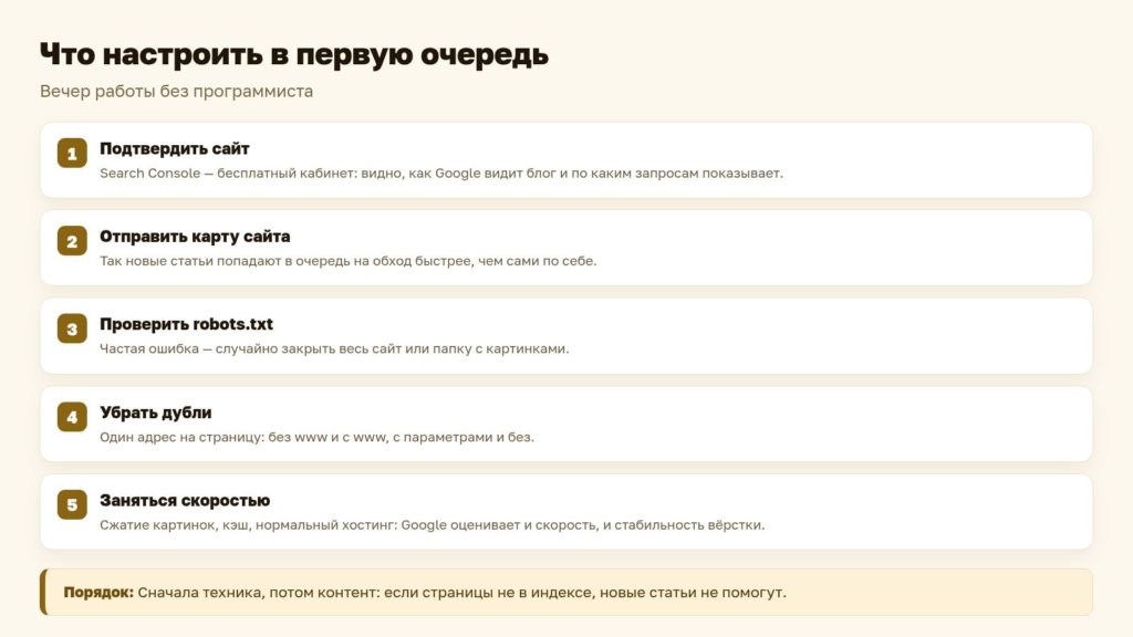 Схема: что настроить для Google в первую очередь