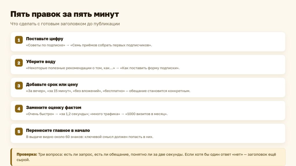 Схема: пять правок заголовка