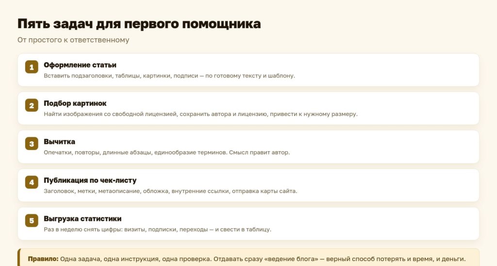 Схема: пять задач для первого помощника