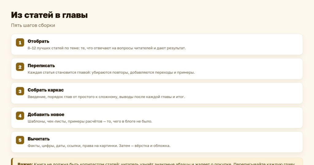 Схема: из статей в главы