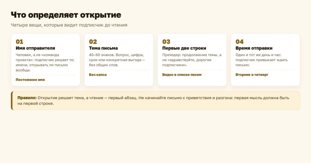 Схема: что определяет открытие письма
