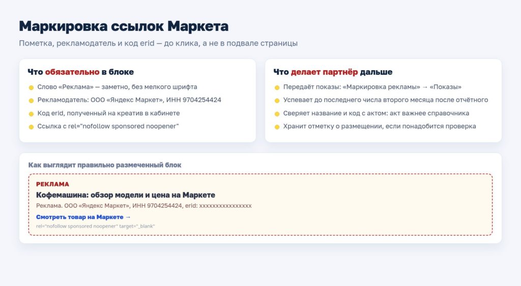 Схема: как выглядит правильно размеченный блок со ссылкой Маркета
