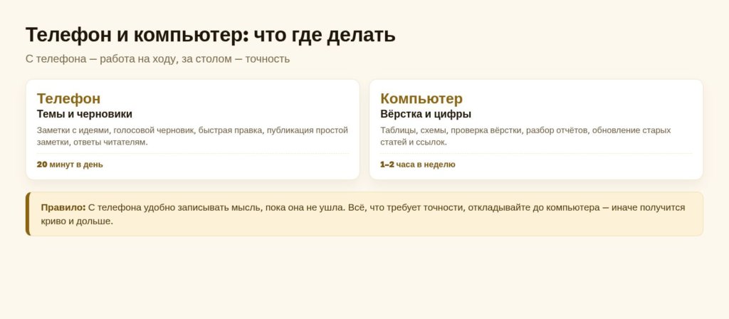 Схема: что делать с телефона, а что за компьютером