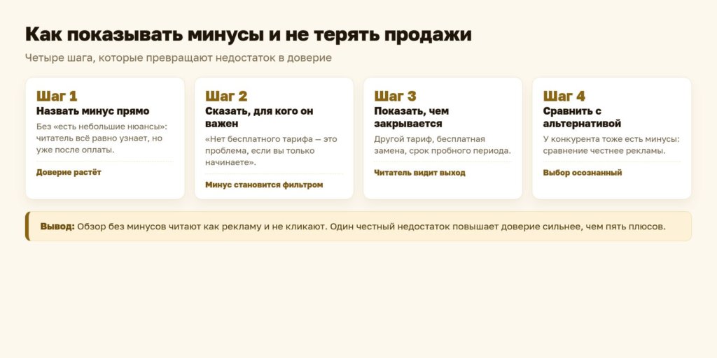 Схема: как показывать минусы и не терять продажи