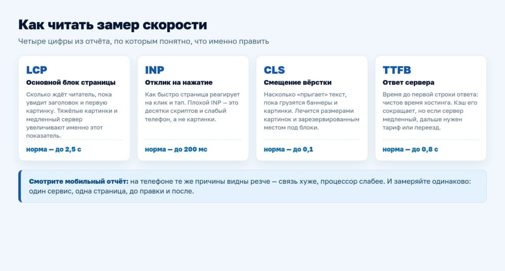 Схема: как читать замер скорости