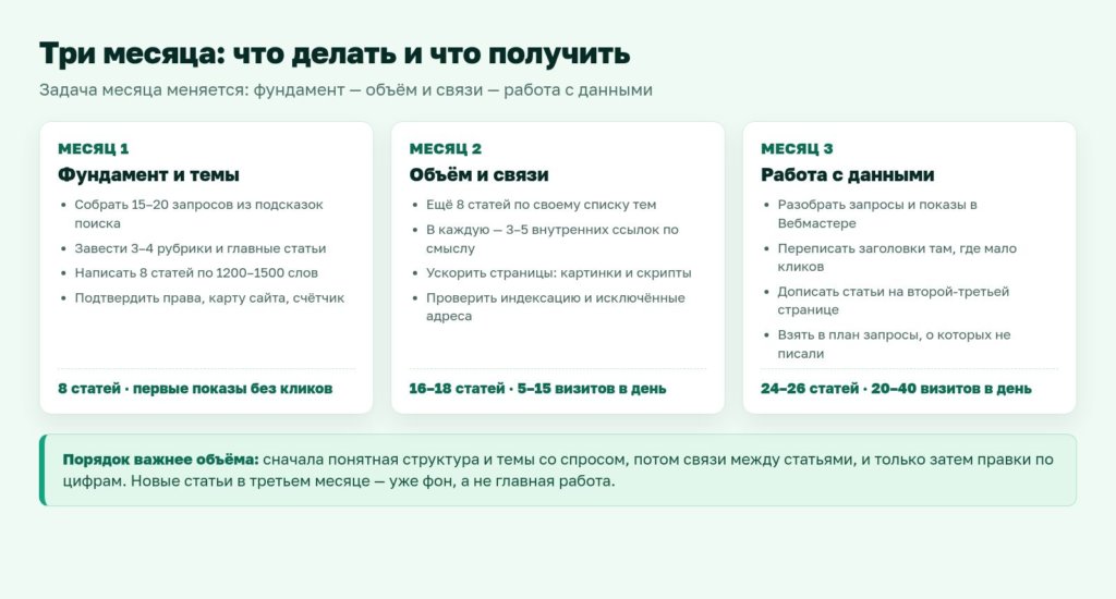 Схема: план на три месяца — что делать и что получить