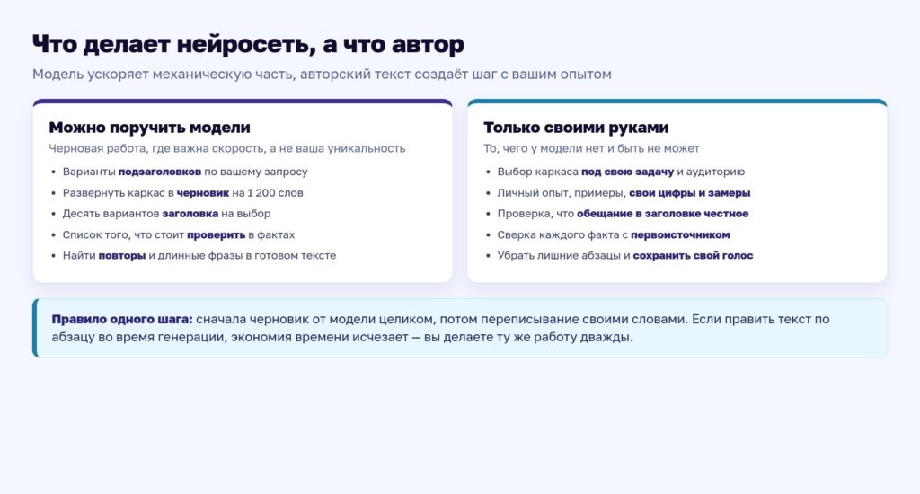 Схема: что делает нейросеть, а что автор